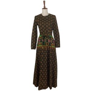 70s Maxi Dress Women’s XS‎ Vintage Kaisu Heikkila Finland 3/4 Sleeve Hippie
